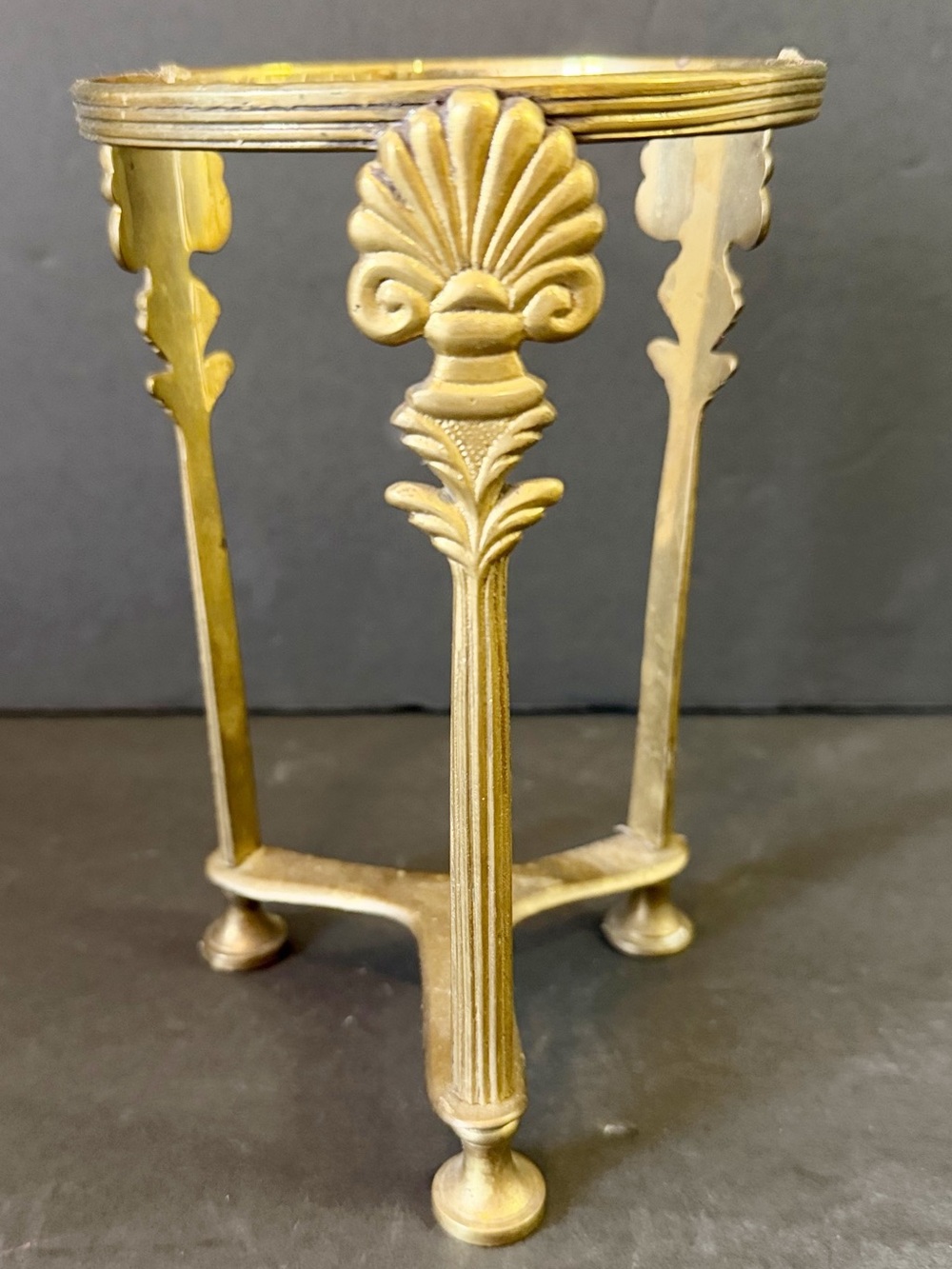 Vintage Brass Pedestal Plant Stand Bud Vase Holder Ornate Three-Legged Victorian